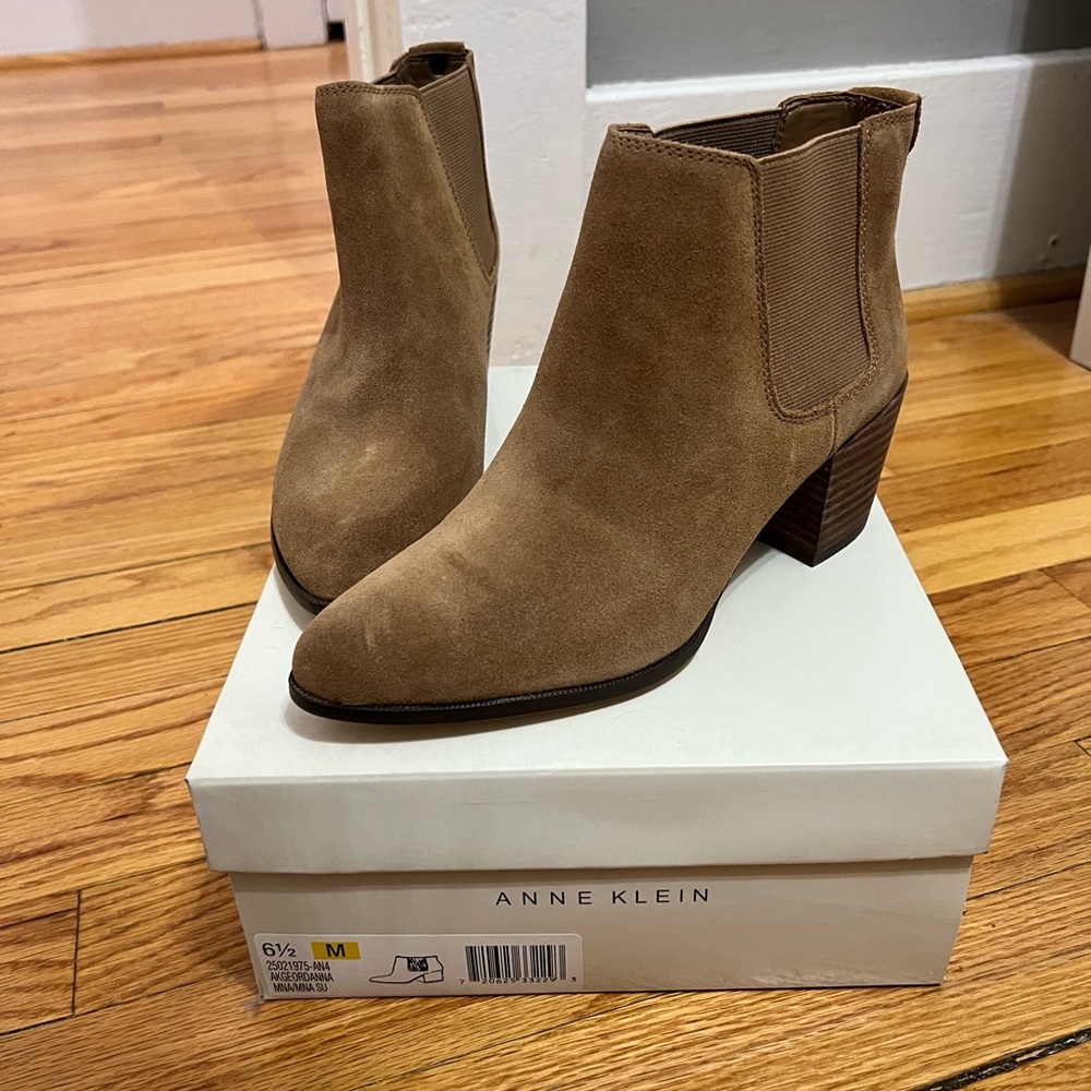 Anne Klein Suede Heeled Booties